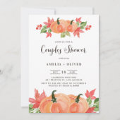 水素朴色カボチャ秋のカップルのシャワー 招待状 (正面)