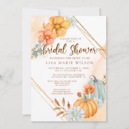 水素朴色カボチャ秋ブライダルシャワー 招待状