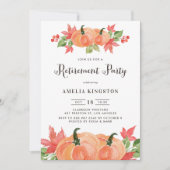 水素朴色カボチャ秋退職パーティー 招待状 (正面)