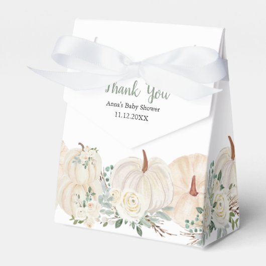 水素朴色カボチャ緑の赤ちゃんシャワー フェイバーボックス (正面サイド)