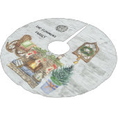 水素朴色カントリークリスマスファームハウス ブラッシュドポリエステルツリースカート (アングル)