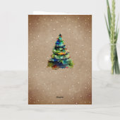 水素朴色クリスマスツリーの雪片 シーズンカード (裏面)