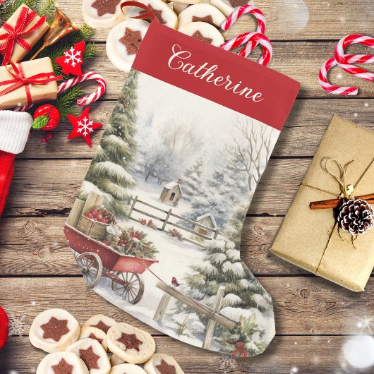 水素朴色クリスマスツリーパーソナライズされた スモールクリスマスストッキング