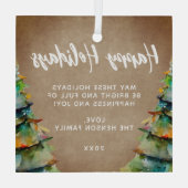 水素朴色クリスマスツリーファミリーホリデー ガラスオーナメント (裏面)