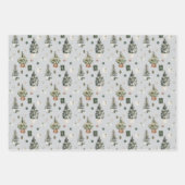 水素朴色クリスマスツリーフローラ ラッピングペーパーシート (正面3)