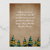 水素朴色クリスマスツリー雪の結晶金ゴールド 箔シーズンカード (裏面)