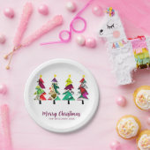 水素朴色クリスマスツリー ペーパープレート (パーティー)