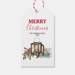 水素朴色クリスマスランタンパインベリー ギフトタグ