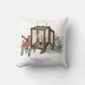水素朴色クリスマスランタンパインベリー クッション (正面)