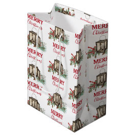 水素朴色クリスマスランタンパインベリー ミディアムペーパーバッグ