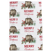 水素朴色クリスマスランタンパインベリー ミディアムペーパーバッグ (正面)