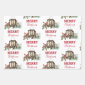 水素朴色クリスマスランタンパインベリー ラッピングペーパーシート (正面2)