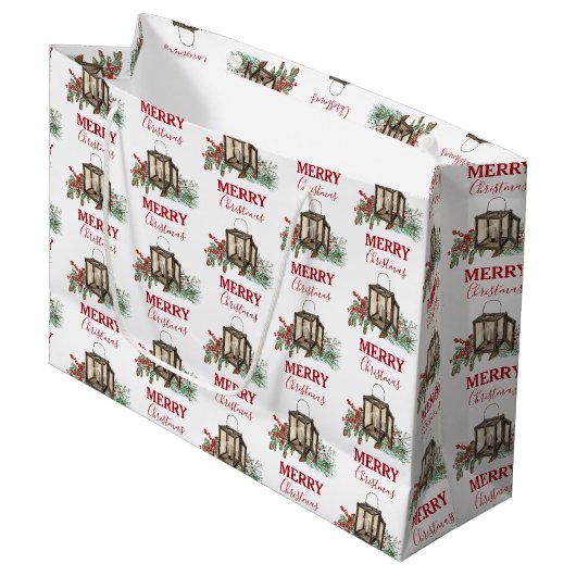 水素朴色クリスマスランタンパインベリー ラージペーパーバッグ (正面アングル)