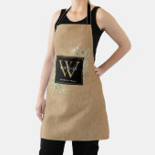 水素朴色グリーナリーブラック金ゴールドモノグラム エプロン (インサイチュ)