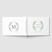 水素朴色グリーンリースシンプル結婚ズ ゲストブック