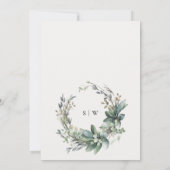 水素朴色グリーンリーフリース婚約 招待状 (裏面)