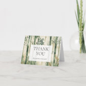 水素朴色グリーン金ゴールドウッドラ結婚ンド サンキューカード (正面)