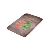 水素朴色サボテンオレンジ色の花 バスマット (アングル)