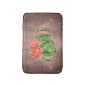 水素朴色サボテンオレンジ色の花 バスマット (正面縦)