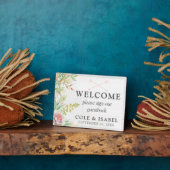 水素朴色サボテン歓迎結婚ゲストブック フォトプラーク (側面)