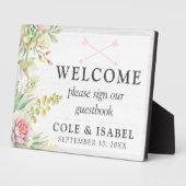 水素朴色サボテン歓迎結婚ゲストブック フォトプラーク (側面)