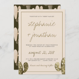 水素朴色サボテン結婚式招待状 招待状