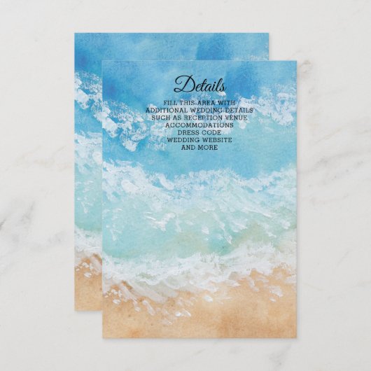 水素朴色サマーシービーチ結婚式 エンクロージャーカード (正面/裏面)