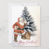 水素朴色サンタ付きバッグカスタムクリスマス シーズンカード (正面)