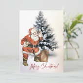 水素朴色サンタ付きバッグカスタムクリスマス シーズンカード (スタンド正面)