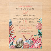 水素朴色シーズヘルスヒトデビーチ結婚式 アクリル招待状 (正面)