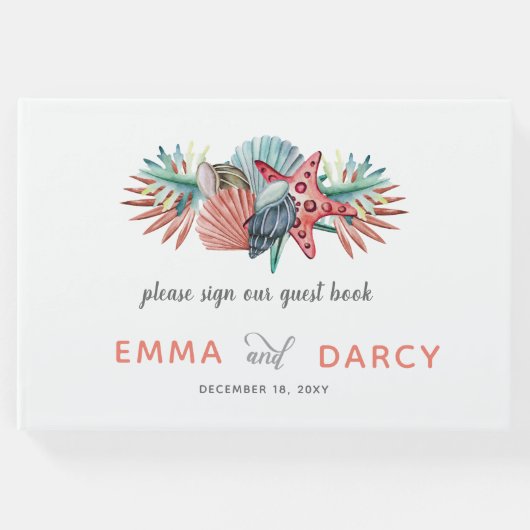 水素朴色シーズヘルスヒトデビーチ結婚式 ゲストブック (正面)