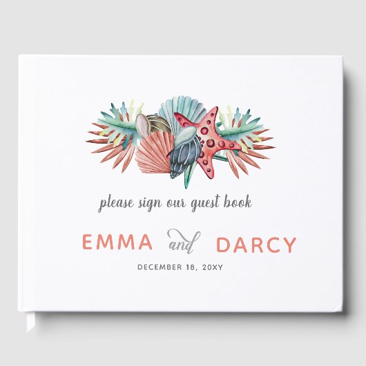 水素朴色シーズヘルスヒトデビーチ結婚式 ゲストブック (正面)