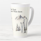 水素朴色スキー雪の木の山冬 カフェラテマグ (右アングル)