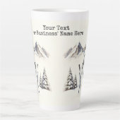 水素朴色スキー雪の木の山冬 カフェラテマグ (正面)