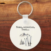 水素朴色スキー雪の木の山冬 キーホルダー (裏面)