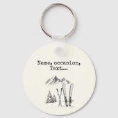 水素朴色スキー雪の木の山冬 キーホルダー (裏面)