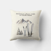 水素朴色スキー雪の木の山冬 クッション (裏面)