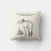 水素朴色スキー雪の木の山冬 クッション (正面)