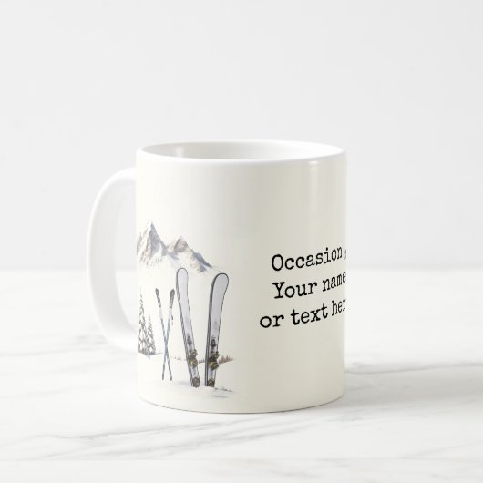 水素朴色スキー雪の木の山冬 コーヒーマグカップ (正面左)