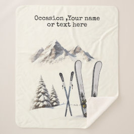 水素朴色スキー雪の木の山冬 シェルパブランケット