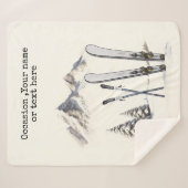 水素朴色スキー雪の木の山冬 シェルパブランケット (正面(横))