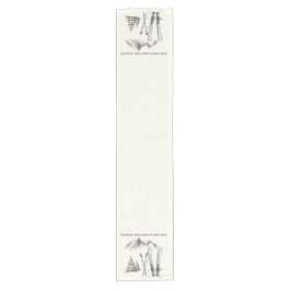 水素朴色スキー雪の木の山冬 ショートテーブルランナー