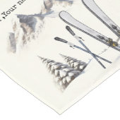 水素朴色スキー雪の木の山冬 ショートテーブルランナー (コーナー)