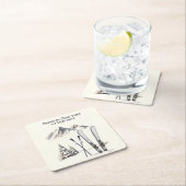 水素朴色スキー雪の木の山冬 スクエアペーパーコースター (インサイチュ)