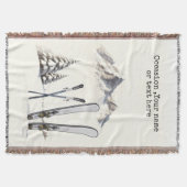 水素朴色スキー雪の木の山冬 スローブランケット (正面)