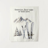 水素朴色スキー雪の木の山冬 タペストリー (正面)