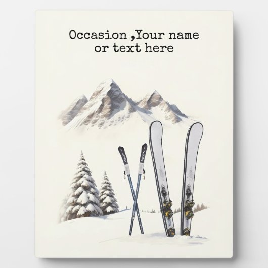 水素朴色スキー雪の木の山冬 フォトプラーク (正面)