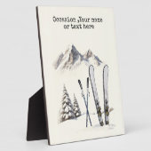 水素朴色スキー雪の木の山冬 フォトプラーク (側面)