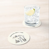 水素朴色スキー雪の木の山冬 ラウンドペーパーコースター (インサイチュ)