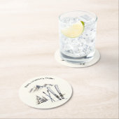 水素朴色スキー雪の木の山冬 ラウンドペーパーコースター (インサイチュ)